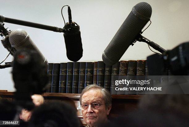 Jean-Maurice Agnelet attends a press conference, 21 December 2006 in Nice, southern France, one day after being acquitted by the courthouse during...