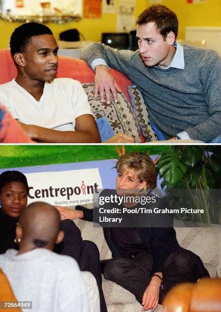 Prince William talks with a young homeless person at a Centrepoint homeless hostel during his visit to the centre on December 20, 2006 in London,...