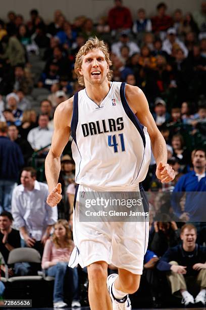 Dirk Nowitzki of the Dallas Mavericks during the game against the Denver Nuggets on December 9, 2006 at the American Airlines Center in Dallas,...