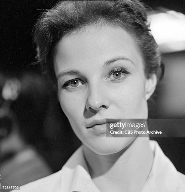 Close-up of American actress Janice Rule during rehearsals for in rehearsal for the CBS television Playhouse 90 production of 'Journey to the Day,'...