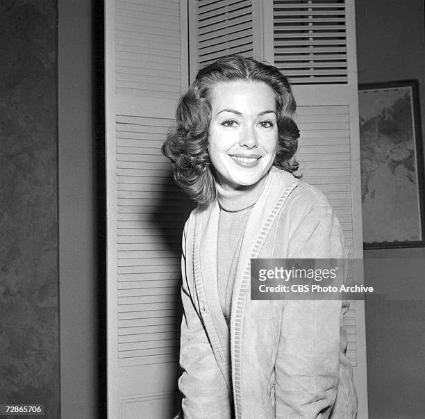American actress Barbara Rush siles during the filming of the CBS television Playhouse 90 production of 'Alas Babylon,' March 18, 1960.
