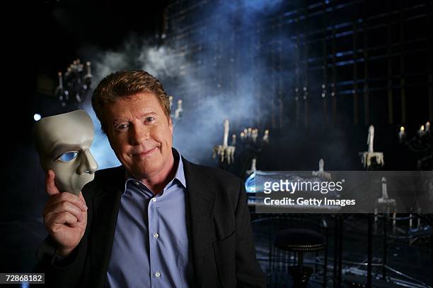 Actor Michael Crawford poses for a portrait to promote television documentary "The Phantom of the Opera - Behind the Mask" on set at the Her...