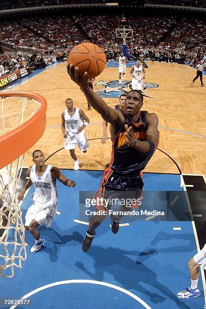 Mickael Pietrus of the Golden State Warriors attempts a layup against the Orlando Magic on December 22, 2006 at Amway Arena in Orlando, Florida. NOTE...