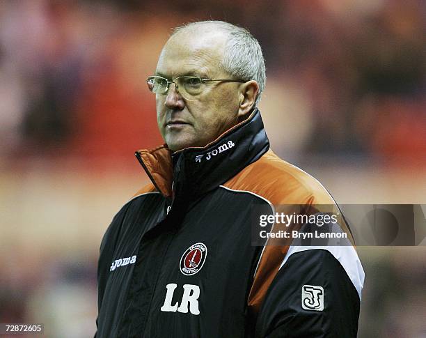 Charlton Manager Les Reed watches his team during the Barclays Premiership match between Middlesbrough and Charlton Athletic at The Riverside on...