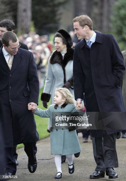 The Royal Family attend Christmas Day service at Sandringham Church. Prince William and Peter Phillips hold hands with their cousin Margarita...