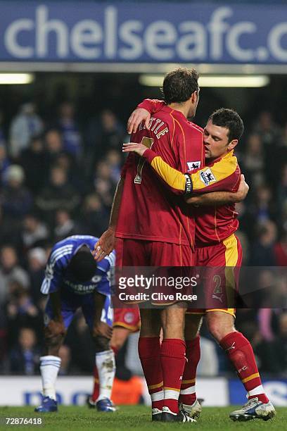 Graeme Murty of Reading hugs Glen Little after the final whistle during the Barclays Premiership match between Chelsea and Reading at Stamford Bridge...
