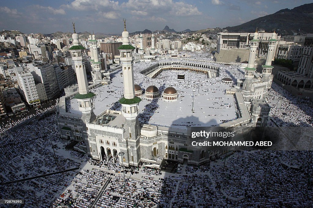 A general view shows muslim pilgrims pra
