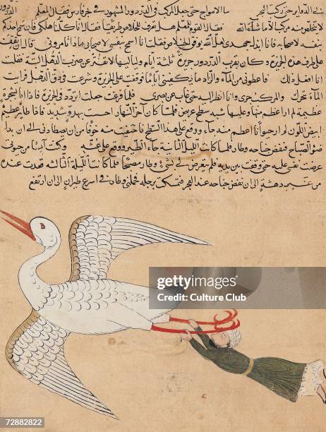 Merchant from Isfahan Flying, from 'The Wonders of the Creation and the Curiosities of Existence' by Zakariya-ibn Muhammed al-Qazwini