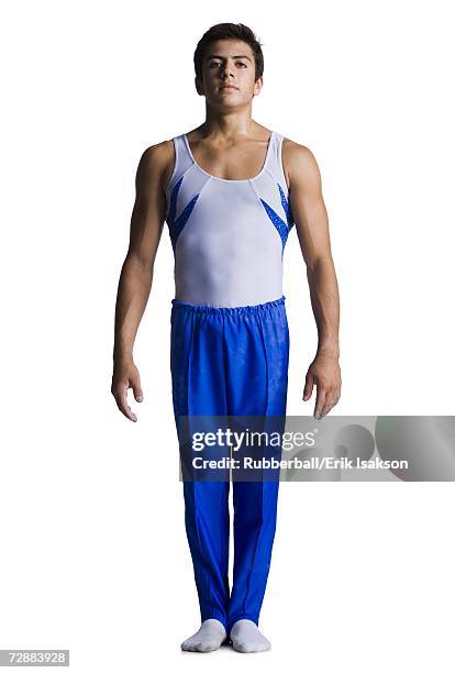 two male gymnasts standing side by side - vaulting gymnastics stock pictures, royalty-free photos & images