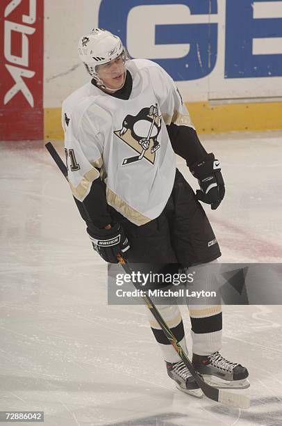 Evgeni Malkin of the Pittsburgh Penguins skates against the Washington Capitals at Verizon Center on December 11, 2006 in Washington, D.C. The...