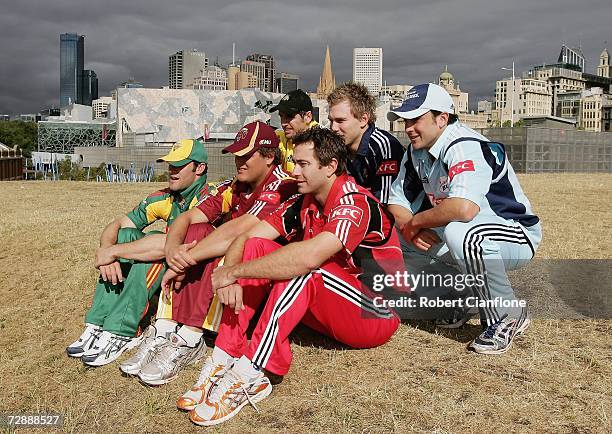 Travis Birt of Tasmania, Nick Kruger of Queensland, Peter Worthington of Western Australia, Mark Cleary of South Australia, Aiden Blizzard of...