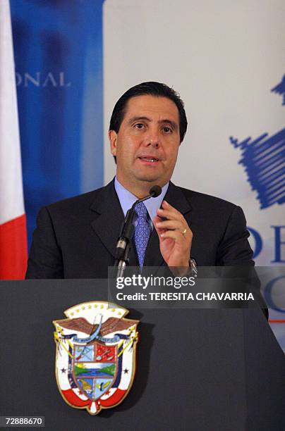 Martin Torrijos, presidente de Panama, ofrece un discurso el 27 de diciembre de 2007 durante el acto de conclusion de las negociaciones del Tratado...