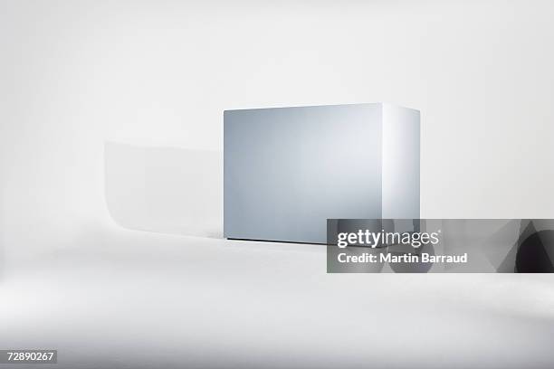 empty box against white background - cube stock-fotos und bilder