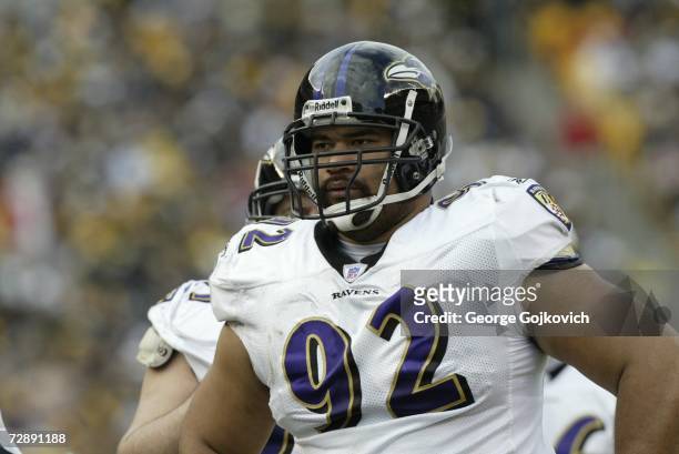Defensive lineman Haloti Ngata of the Baltimore Ravens on the field during a game against the Pittsburgh Steelers at Heinz Field on December 24, 2006...