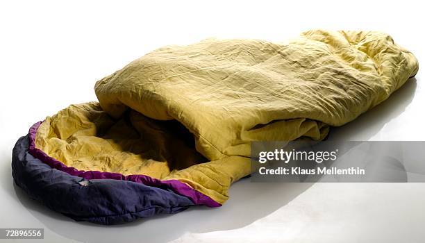 used sleeping bag, close-up - sleeping bag stock pictures, royalty-free photos & images