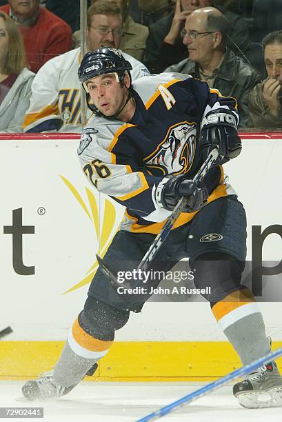 Steve Sullivan of the Nashville Predators skates against the Buffalo Sabres at Gaylord Entertainment Center on December 21, 2006 in Nashville,...