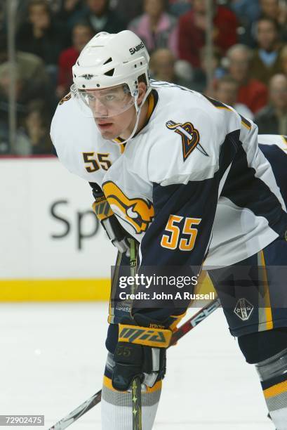 Jochen Hecht of the Buffalo Sabres skates against the Nashville Predators at Gaylord Entertainment Center on December 21, 2006 in Nashville,...