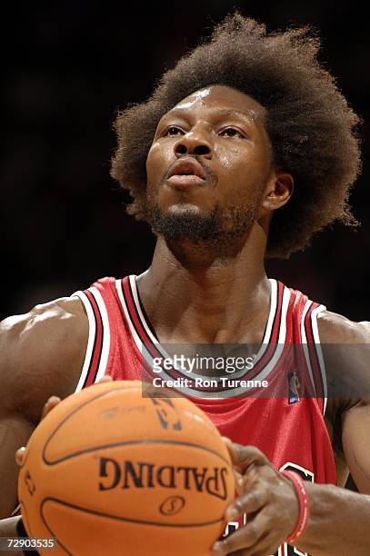 Ben Wallace of the Chicago Bulls taking a free throw during a game against Toronto Raptors on December 29, 2006 at the Air Canada Centre in Toronto,...