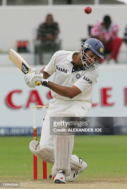 Indian V.V.S Laxman avoids a bouncer off the ball bowled by South African Makhaya Ntini on the final day of the 2nd Test between India and South...