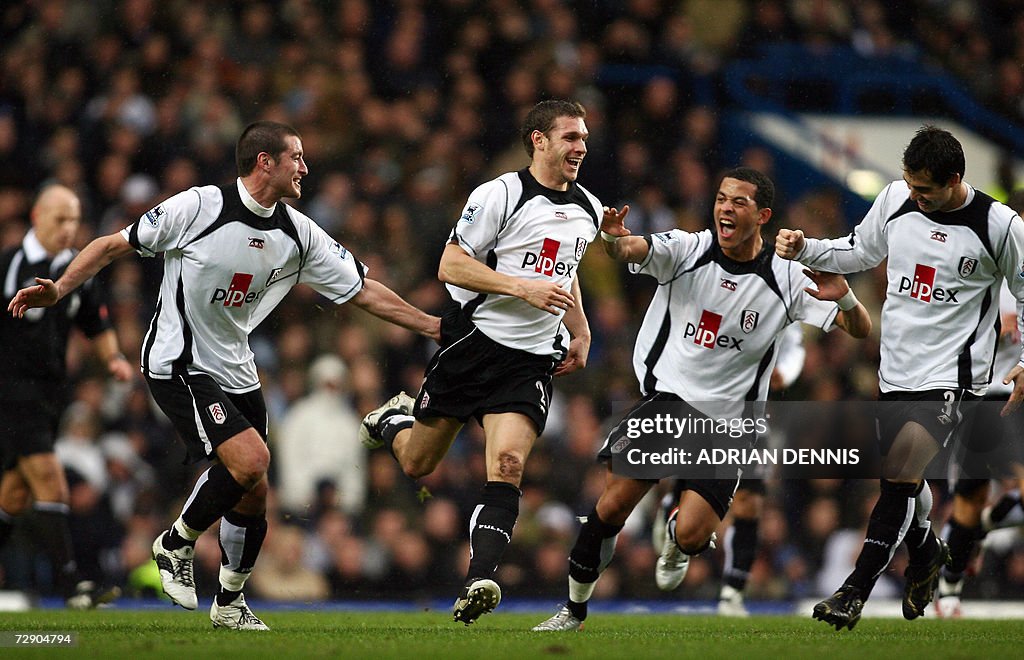 Fulham's Moritz Volz (2nd L) celebrates