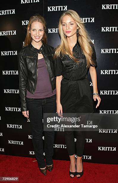 Sabrina Aldridge and Kelly Aldridge pose at the KRITIK clothing launch at Casa Casaurina on December 30, 2006 in Miami Beach, Florida.