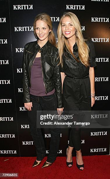 Sabrina Aldridge and Kelly Aldridge pose at the KRITIK clothing launch at Casa Casaurina on December 30, 2006 in Miami Beach, Florida.