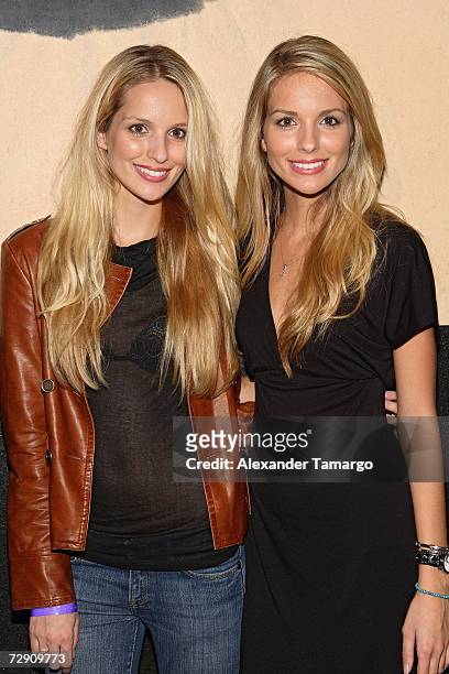 Sabrina Aldridge and Kelly Aldridge pose at the DKNY Jeans New Year's Eve celebration at the Setai Hotel on December 31, 2006 in Miami Beach, Florida.