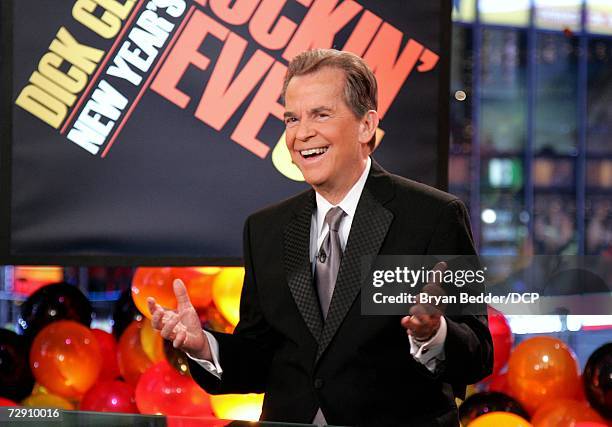 Host Dick Clark welcomes in 2007 during Dick Clark's New Year's Rockin' Eve 2007 at the ABC Times Square Studios on January 1, 2007 in New York City.