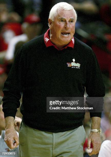 Head Coach Bobby Knight of Texas Tech shouts instructions to his team in the first period against New Mexico at United Spirit Arena January 1, 2007...