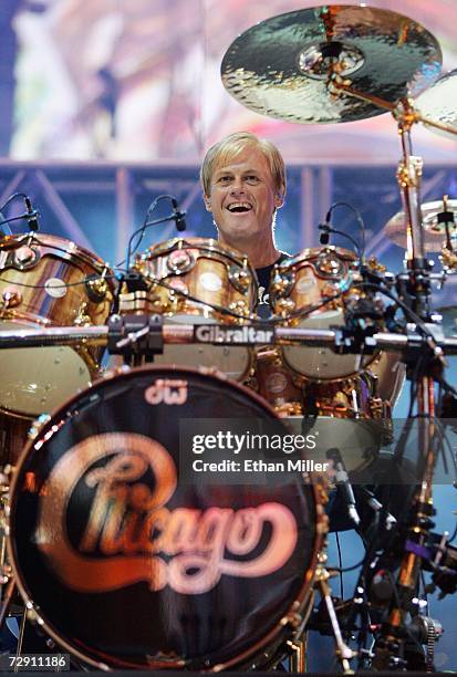Chicago drummer Tris Imboden performs during the "CD USA" New Year's Eve event at the Fremont Street Experience December 31, 2006 in Las Vegas,...