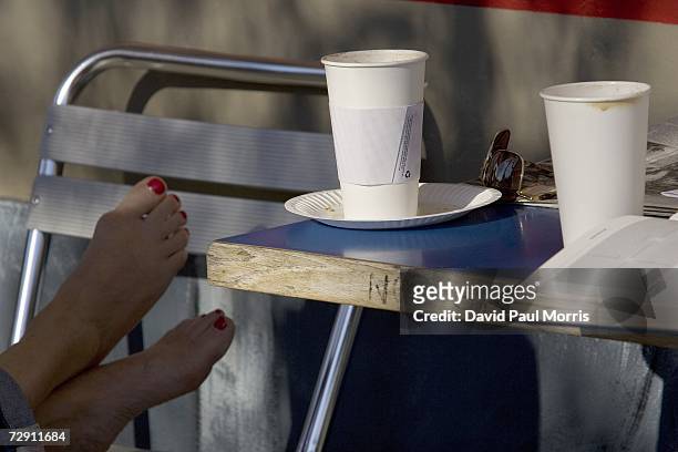 Take out cups and plates made of paper are seen at the Hudson Bay Cafe on January 1, 2007 in Oakland, California. In an effort to curb pollution, the...