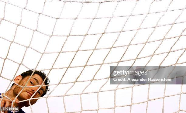 Henning Fritz, keeper of the German National Handball Team, poses for photographs at the Maritim Hotel Bellevue on December 11, 2006 in Kiel, Germany.