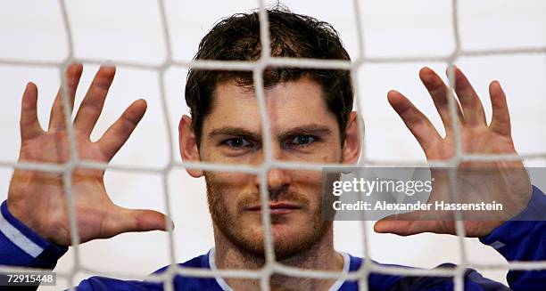 Henning Fritz, keeper of the German National Handball Team, poses for photographs at the Maritim Hotel Bellevue on December 11, 2006 in Kiel, Germany.