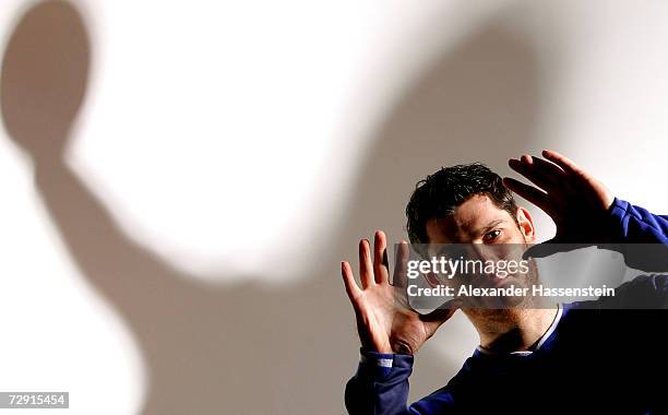 Henning Fritz, keeper of the German National Handball Team, poses for photographs at the Maritim Hotel Bellevue on December 11, 2006 in Kiel, Germany.