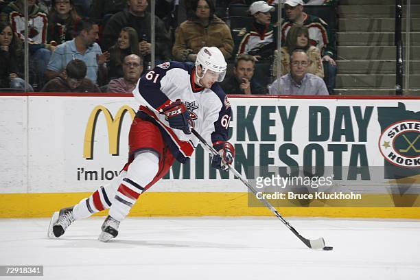 Rick Nash of the Columbus Blue Jackets skates against the Minnesota Wild during the game at Xcel Energy Center on December 29, 2006 in Saint Paul,...