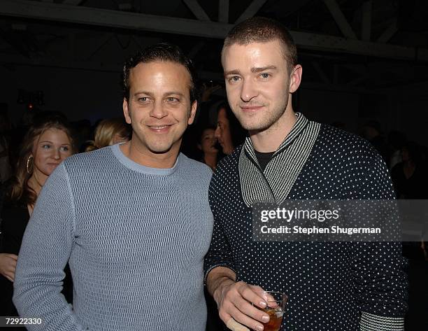 Composer Aaron Zigman and singer Justin Timberlake attend the after party following the premiere of Universal Pictures' "Alpha Dog" at the Cinerama...