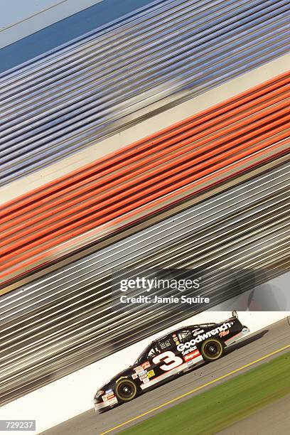 Dale Earnhardt in the GM Goodwrench Chevrolet during practice for the Daytona 500 at the Daytona International Speedway in Daytona Beach, Florida....
