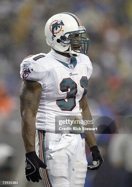 Sammy Morris of the Miami Dolphins looks on during the game against the Buffalo Bills on December 17, 2006 at Ralph Wilson Stadium in Orchard Park,...