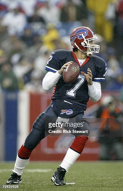Losman of the Buffalo Bills passes the ball during the game against the Miami Dolphins on December 17, 2006 at Ralph Wilson Stadium in Orchard Park,...