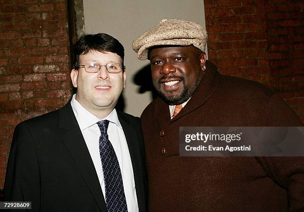 Actor Cedric The Entertainer poses with New Line Cinema's Executive VP of Production Mark Kaufman at the "Code Name: The Cleaner" premiere after...