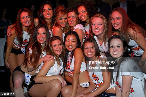 The New York Titans dance team poses at the audition finals at Lotus on January 4, 2007 in New York City.