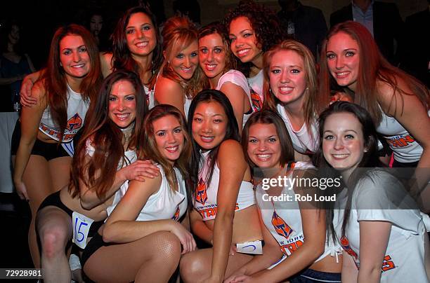 The New York Titans dance team poses at the audition finals at Lotus on January 4, 2007 in New York City.