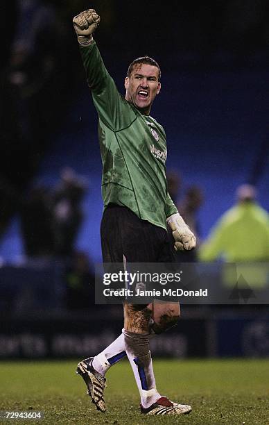 Mark Crossley of Sheffield Wednesday celebrates a goal during the FA Cup sponsored by E.ON Third Round match between Sheffield Wednesday and...