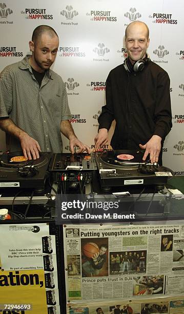 Dj James Hicks and Dj Paul Everett pose at the charity lunch prior to the UK premiere of 'Pursuit Of Happyness' hosted by Will Smith in aid of the...