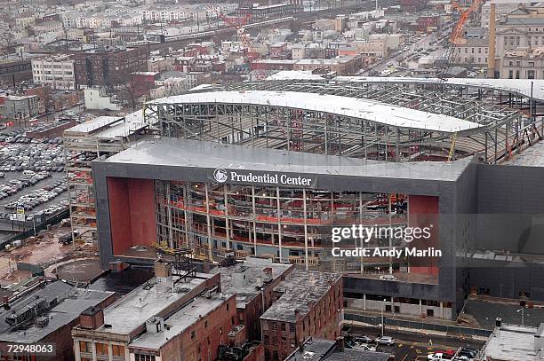 Banner is unveiled on the new home of the New Jersey Devils, the Prudential Center, January 8, 2007 in Newark, New Jersey.