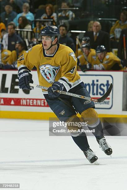 Alexander Radulov of the Nashville Predators skates against the Colorado Avalanche at Gaylord Entertainment Center on January 1, 2007 in Nashville,...