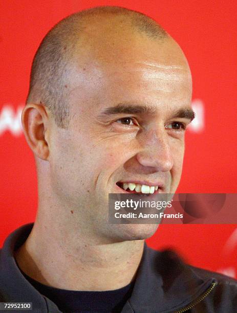 Ivan Ljubicic of Croatia speaks to the media at press conference ahead of the 2007 AAMI Classic at Kooyong Stadium on January 9, 2007 in Melbourne,...