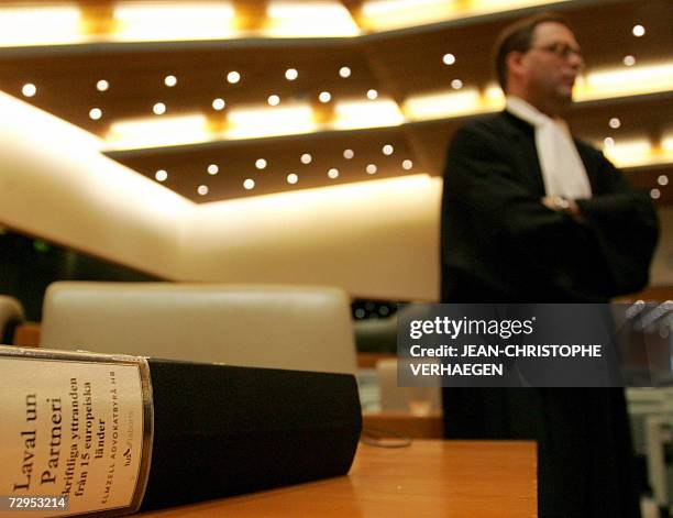 Luxembourg, LUXEMBOURG: Latvian firm Laval Un Partneri's lawyer Martin Agell is pictured during a hearing suspension during a case of the Latvian...