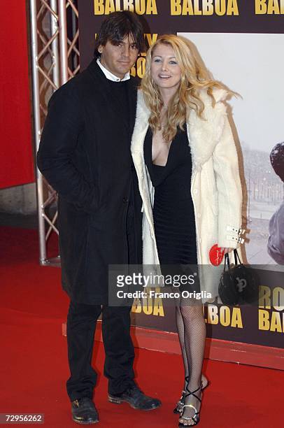 Italian actress Angela Melillo and her husband attend the 'Rocky Balboa' premiere at the Auditorium Conciliazione on January 9, 2007 in Rome, Italy.