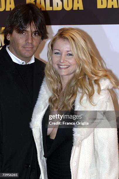 Italian actress Angela Melillo and her husband attend the 'Rocky Balboa' premiere at the Auditorium Conciliazione on January 9, 2007 in Rome, Italy.